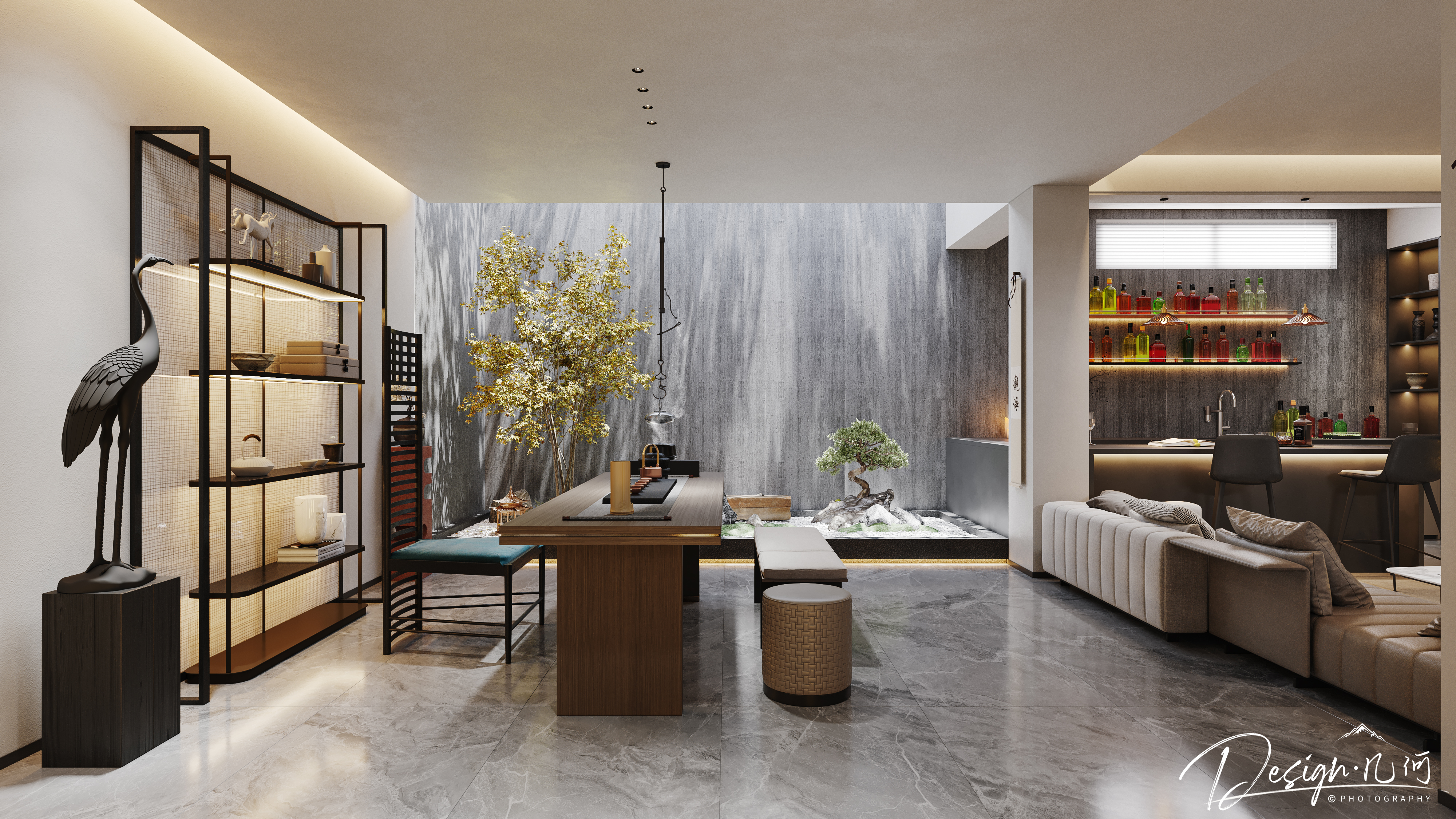 几何空间视觉表现 | 琥珀山庄现代地下室-4