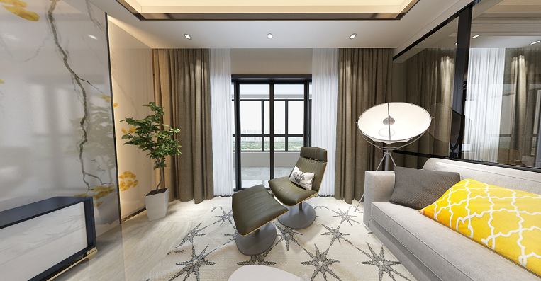 《金风玉露》现代主义全石定制,新中式客厅的火金之舞-17