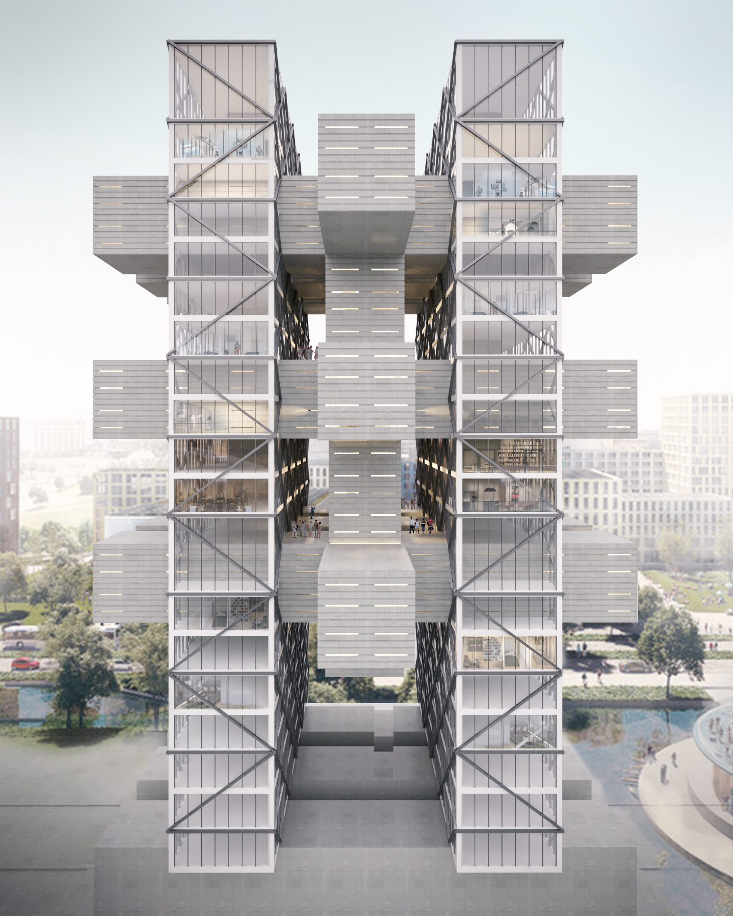 寄生之塔——融合商业、住宅与酒店的网格设计-9