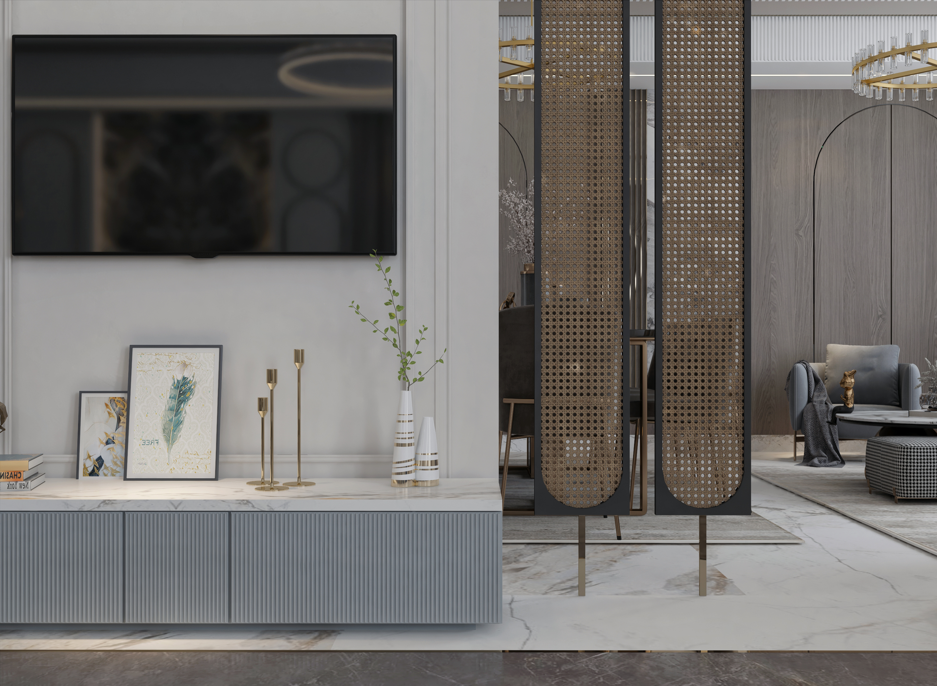 Mountain view villa | Reception with entrance-14