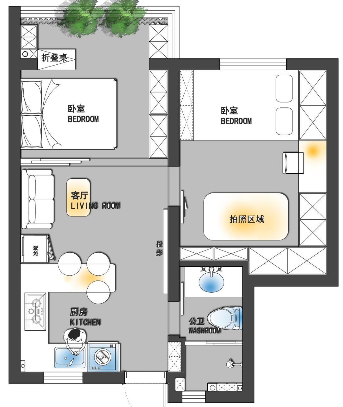 50 平二居室极简原木风设计，紧凑空间多功能利用-2