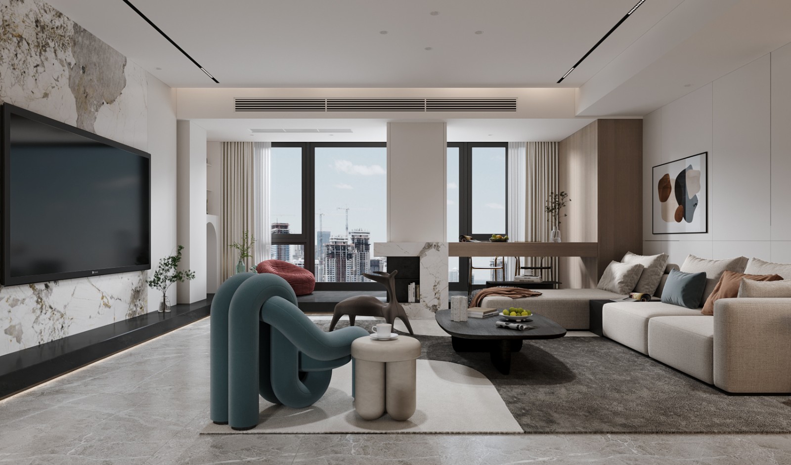 大地色系跃层套房设计丨Vike-3