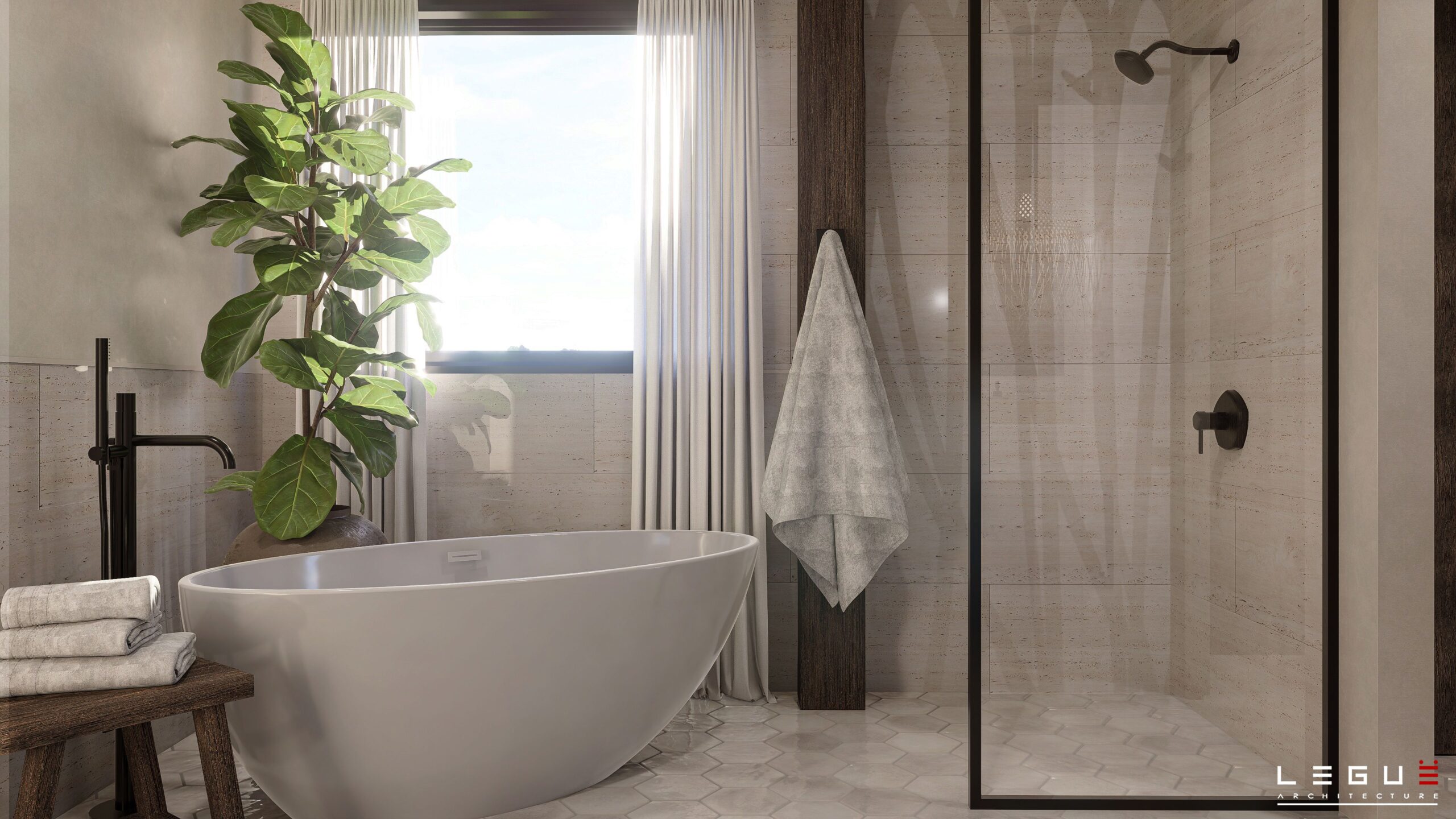 房屋平面图 Ë·242

注：这里Ë·242可能是特定编号之类的内容，由于不清楚其确切含义，保留原样如果有更多背景信息，可进一步完善翻译 丨Leguë Architecture-48