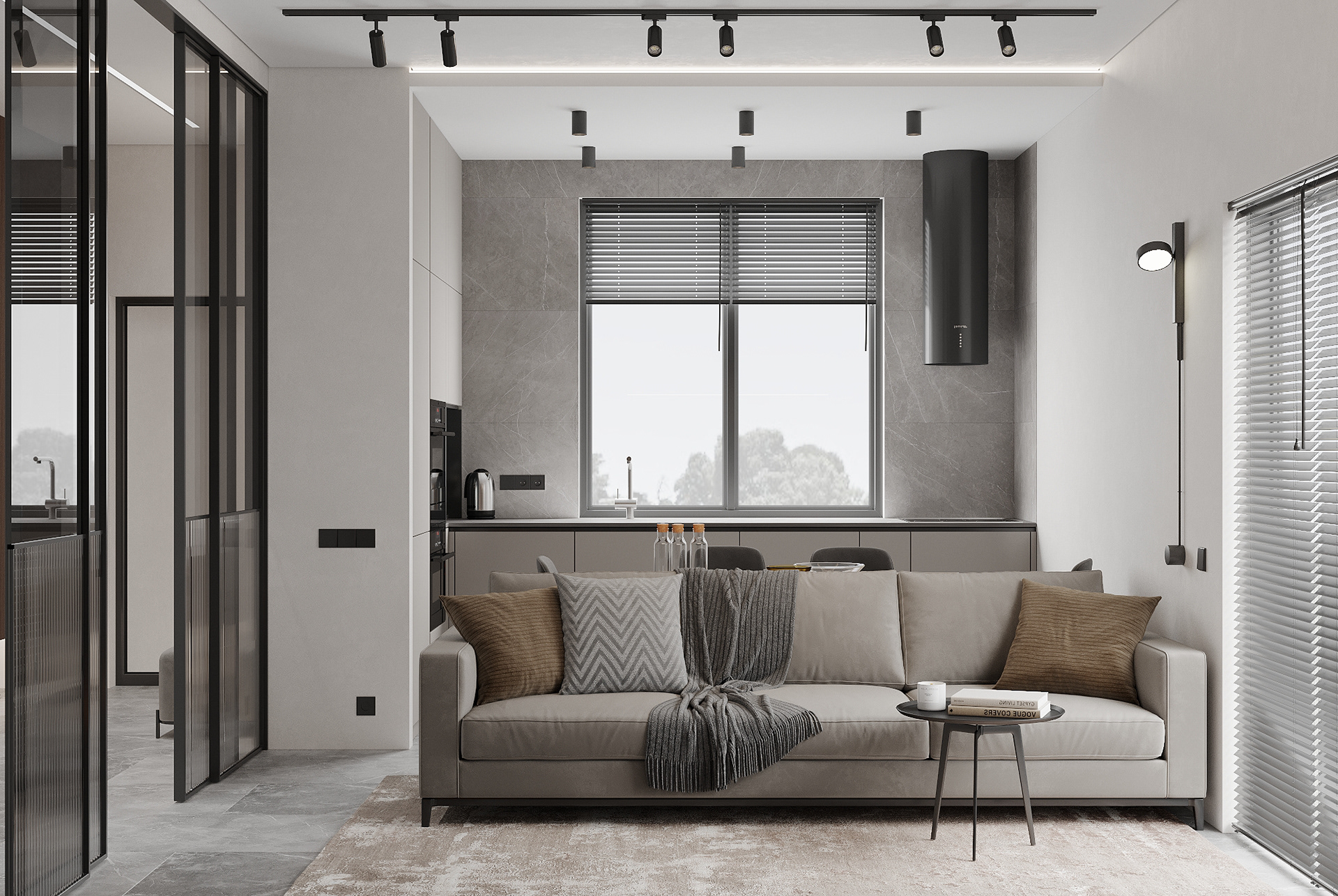 100㎡高级灰色系住宅设计-5