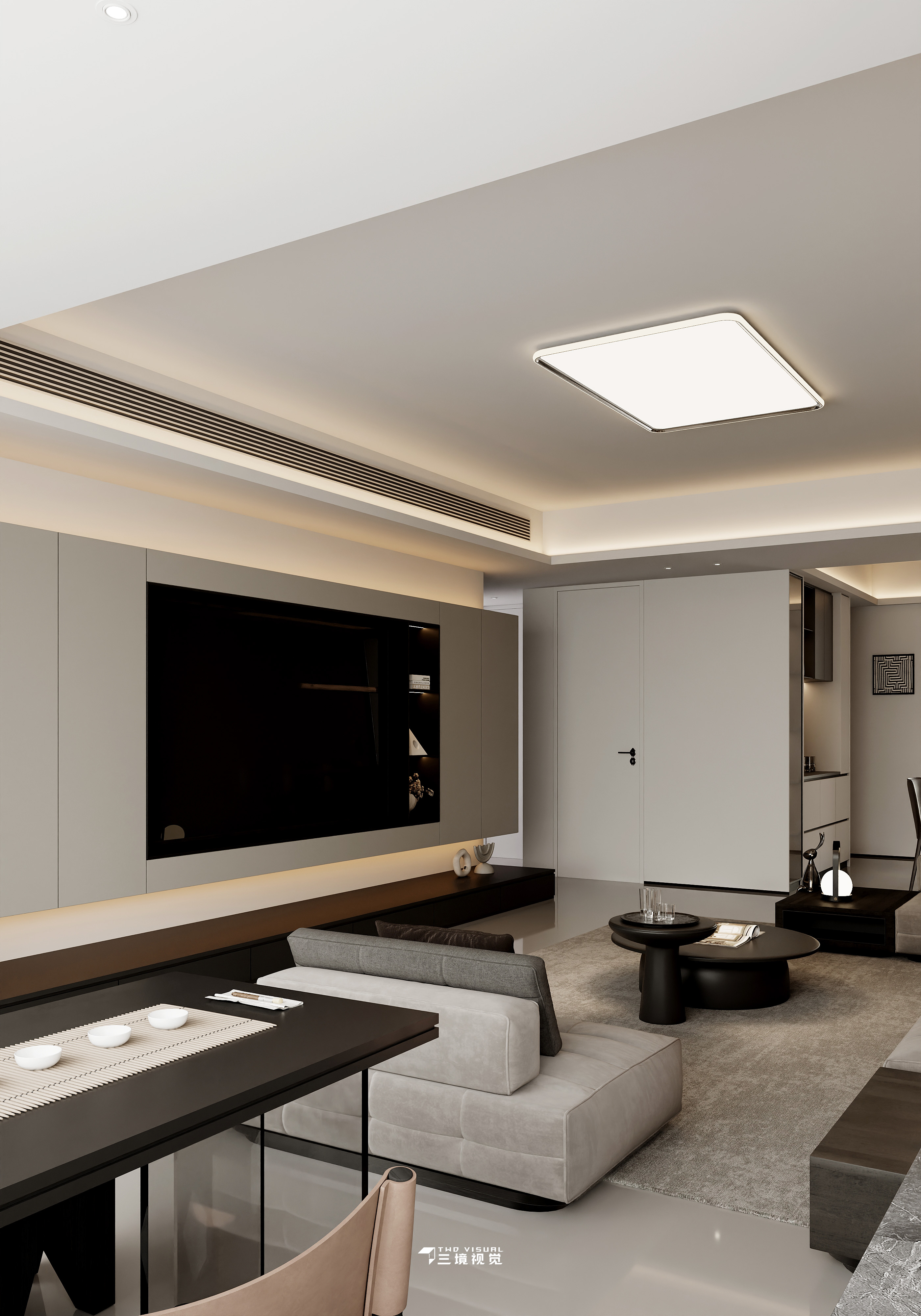 住宅-现代客厅卧室小户型设计-0