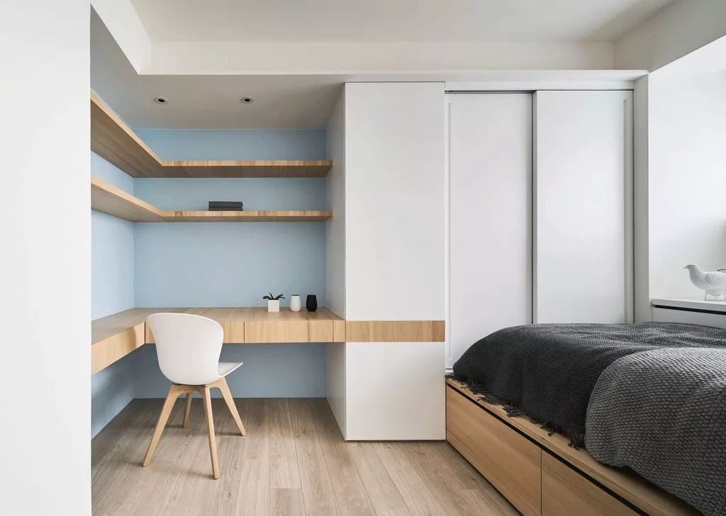 极简风格客厅书房一体化设计-117