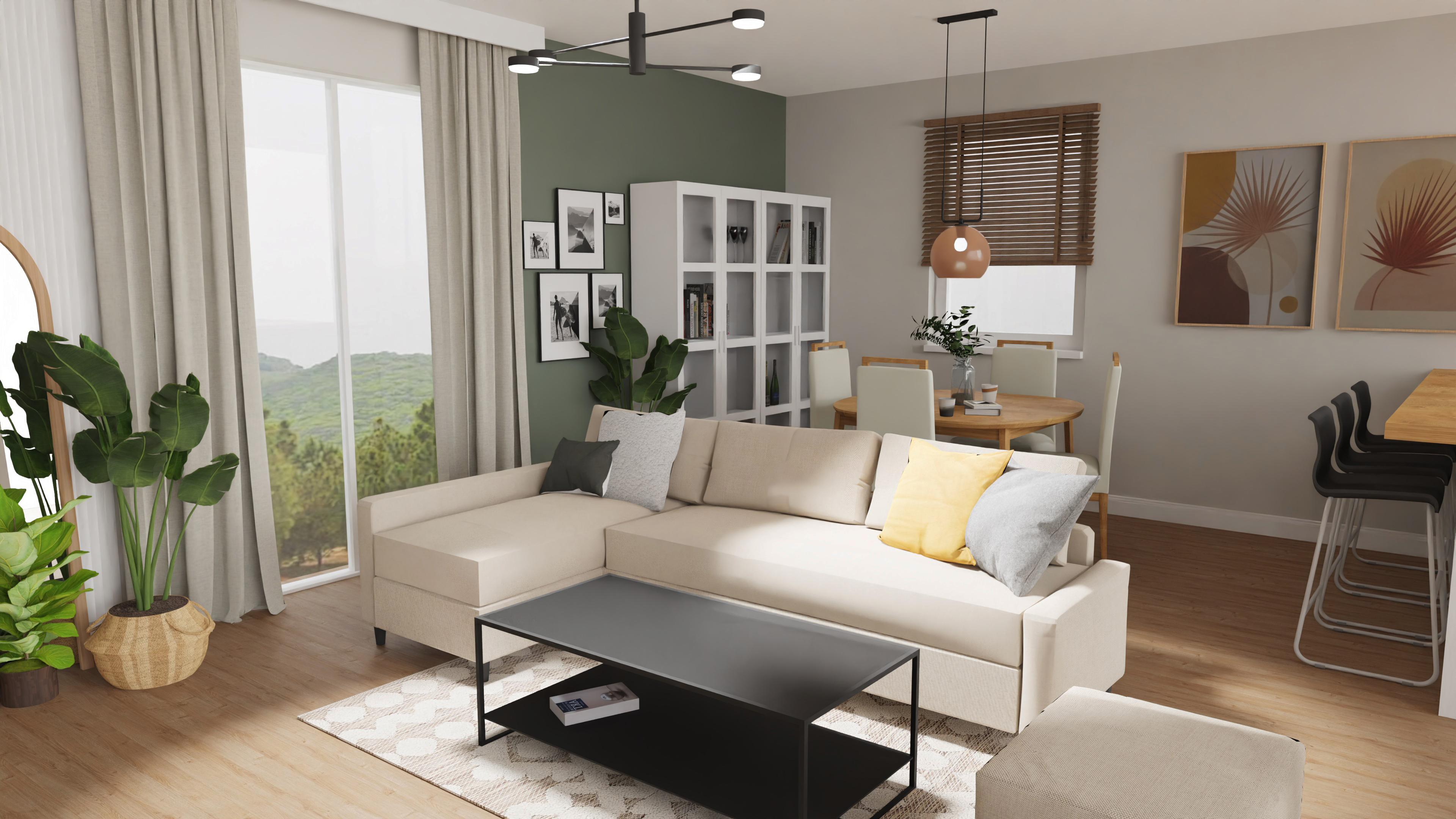 Projekt salonu z jadalnią w domu jednorodzinnym-3