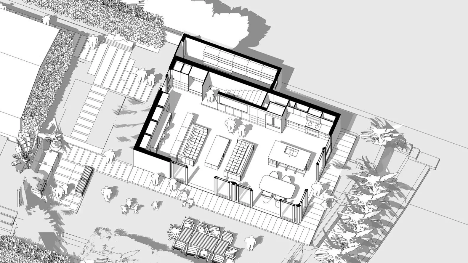 洛杉矶 110m2 立方体预制房屋 | 屋顶露台设计成为亮点-16