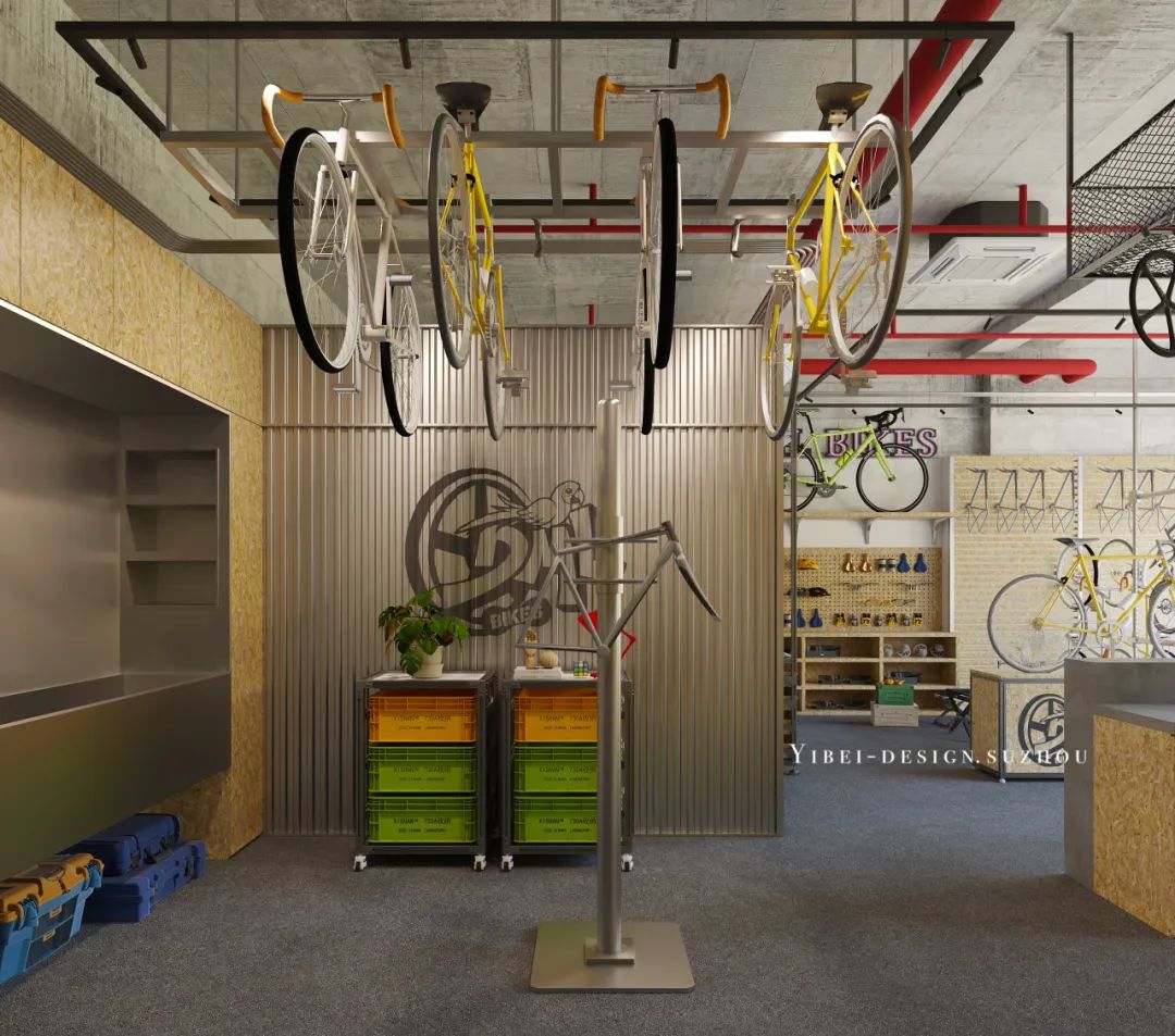 当海洋板与型材重塑自行车空间丨商业空间设计丨YIBEI DESIGN SUZHOU-1