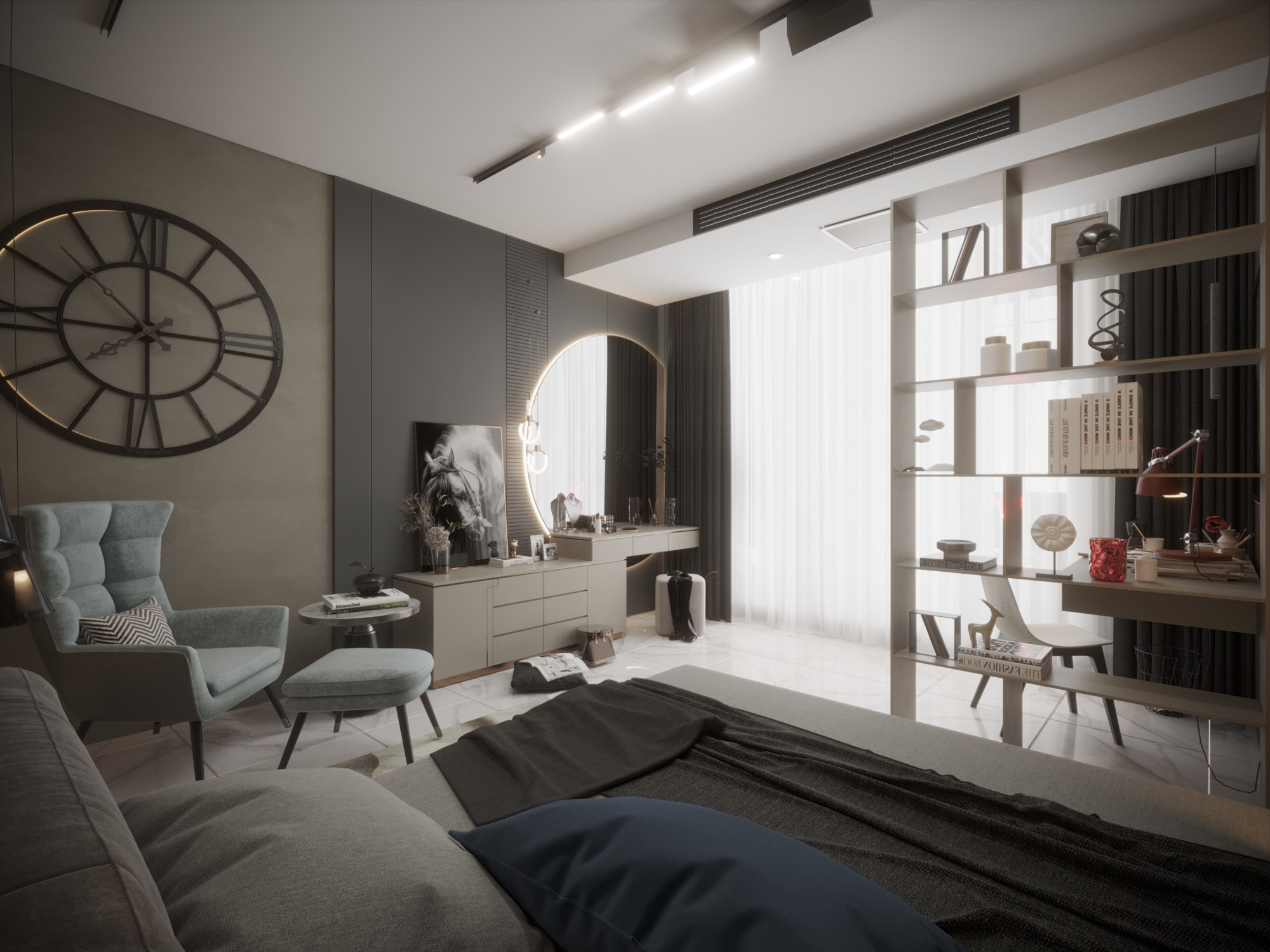 Master Bed Room with Bath Room and balcony Villa Modern-2