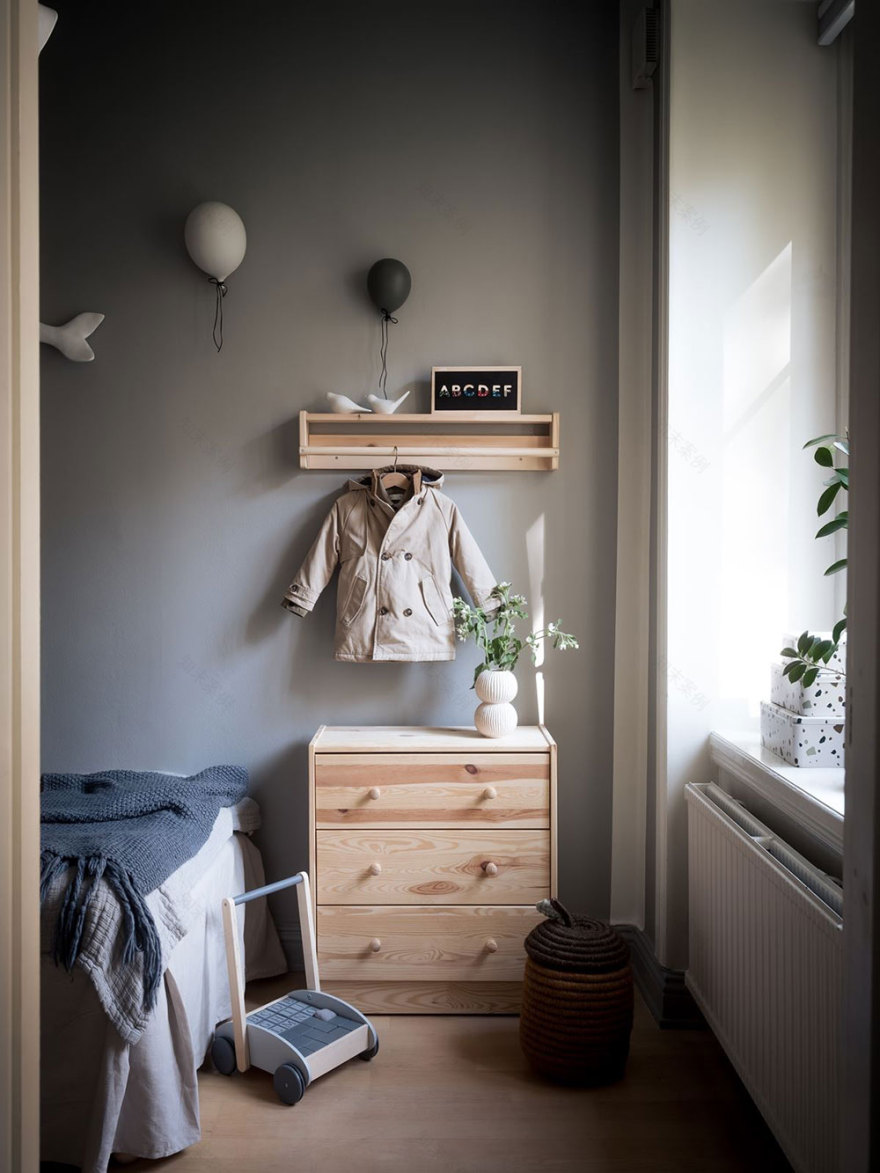 北欧风格粉色天花板公寓设计-16