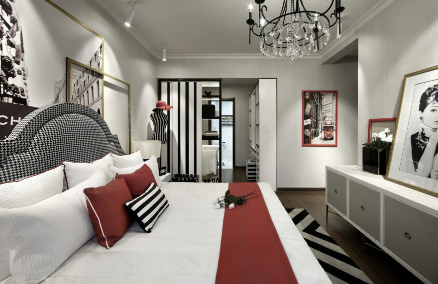 黑白色调演绎的电影主题样板房-29