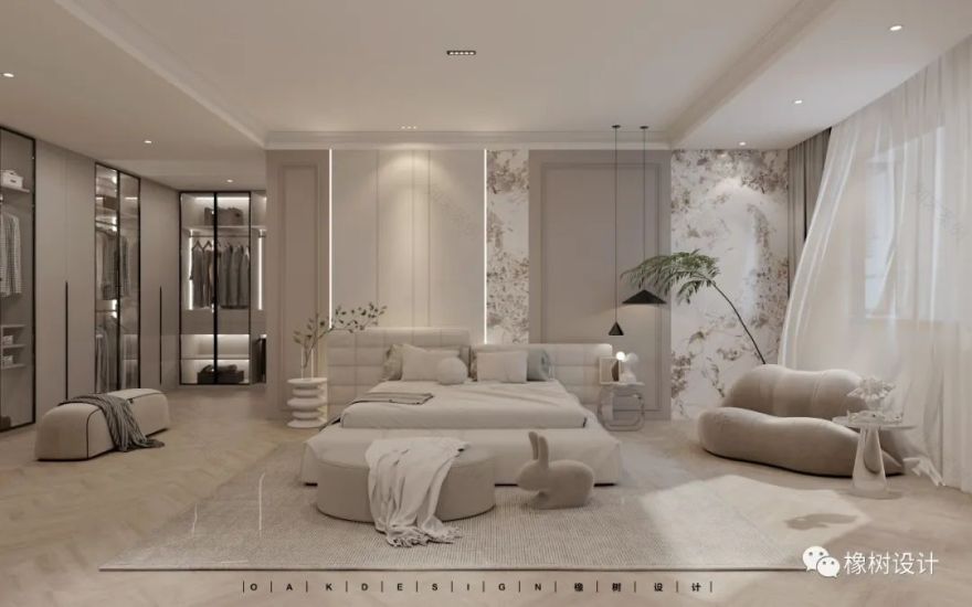 奶油灰轻法式大平层丨橡树设计-22