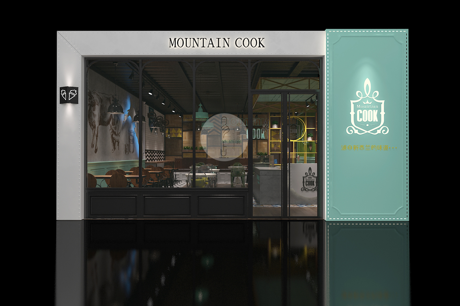 工业风冰淇淋店，低亮度小清新设计-1