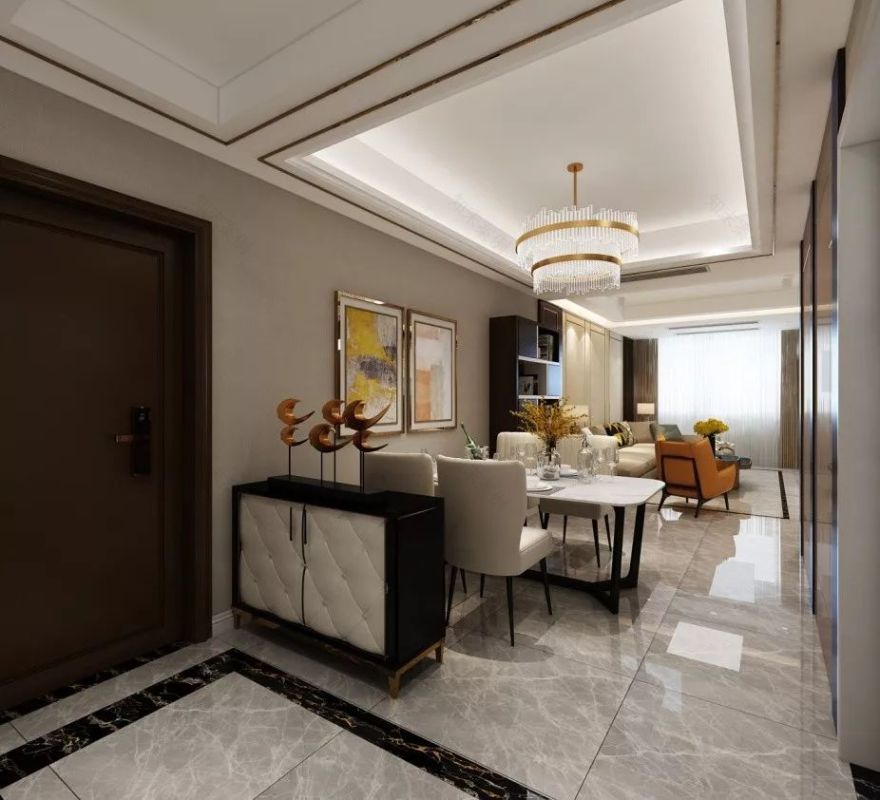 杭州公馆 90㎡现代轻奢空间,窄框线++ 金属元素引领潮流-9