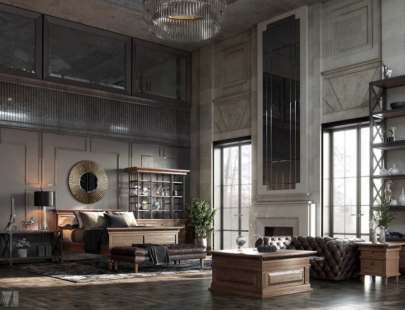 复古工业风 Moonzana SOHO家居办公空间  VizLine Studio-3