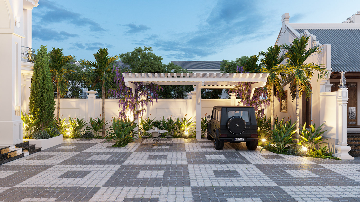 7525. Free Sketchup Neoclassical Villa Exterior Model-2
