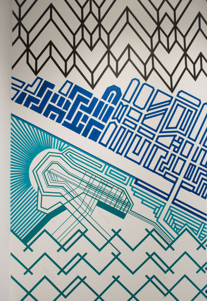 创意胶带艺术装点会议室,呈现城市鸟瞰视角-5