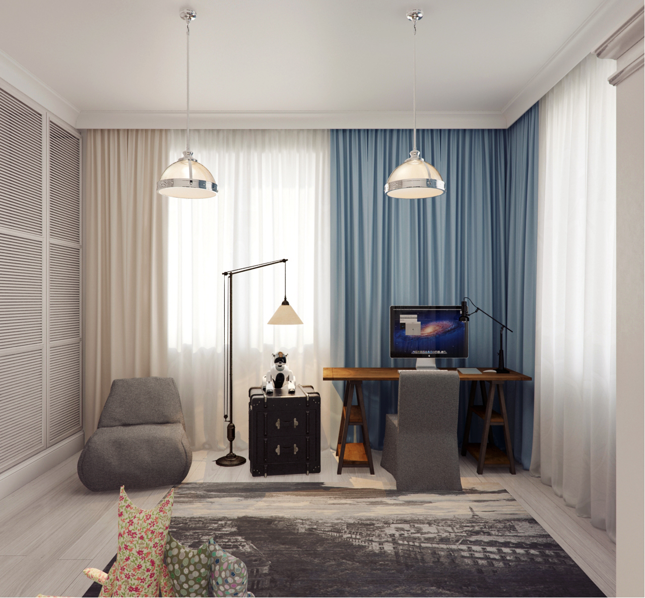 The interiors of the country house of 300 m  in American style Alexandra Fedorova-7