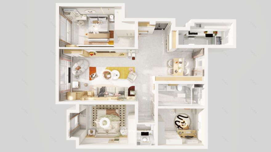 90 空间设计∣128㎡北欧奶油风-42