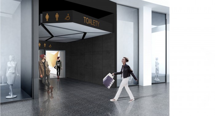 金色庭院购物中心02号卫生间

注：Toalety常见为卫生间之意；Złote Tarasy是波兰华沙一个知名的购物中心，中文一般译为金色庭院购物中心  丨波兰华沙丨Rubicon Architekt Kraków-18