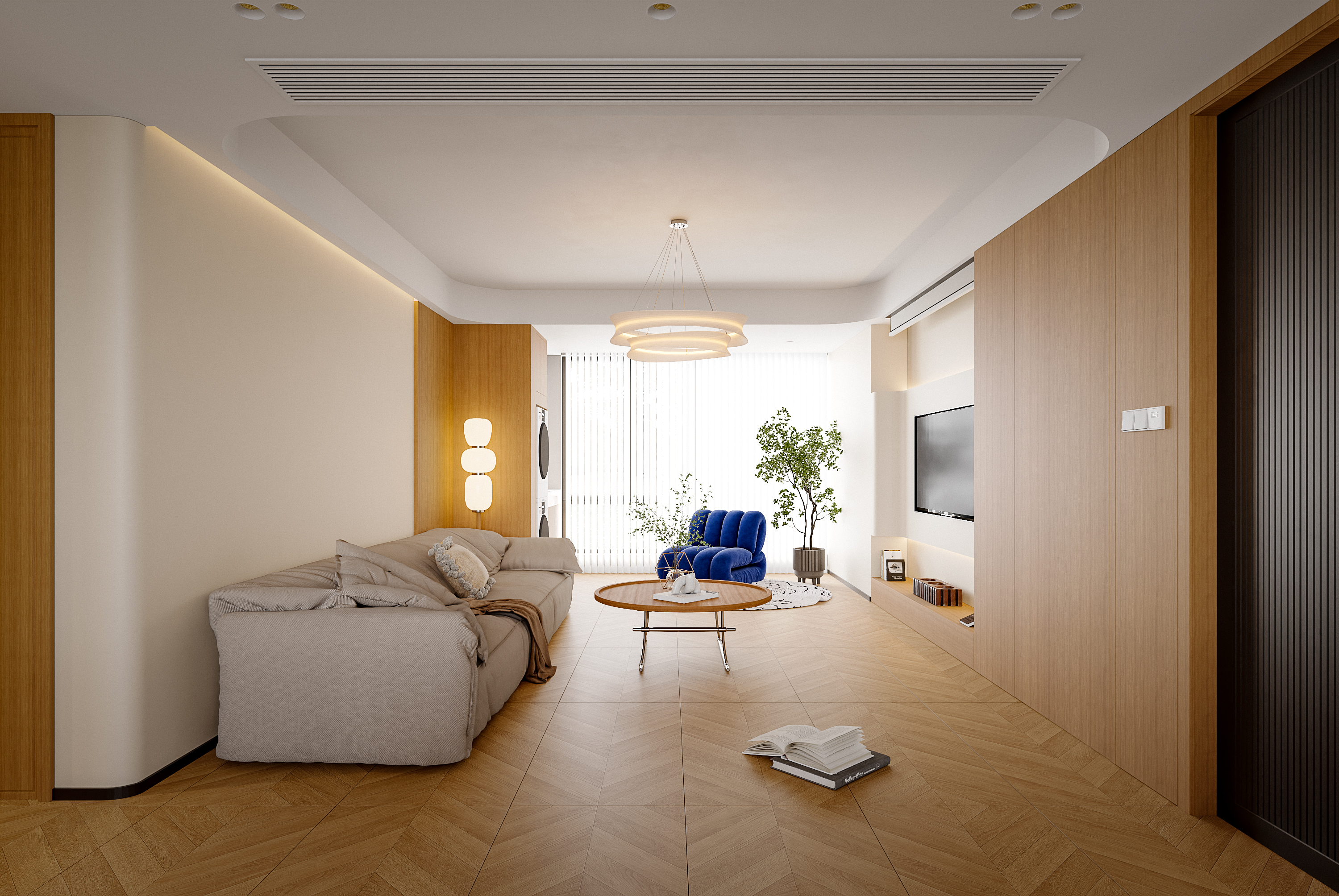 绘感视觉设计 | 中古原木风格客餐厅渲染-0