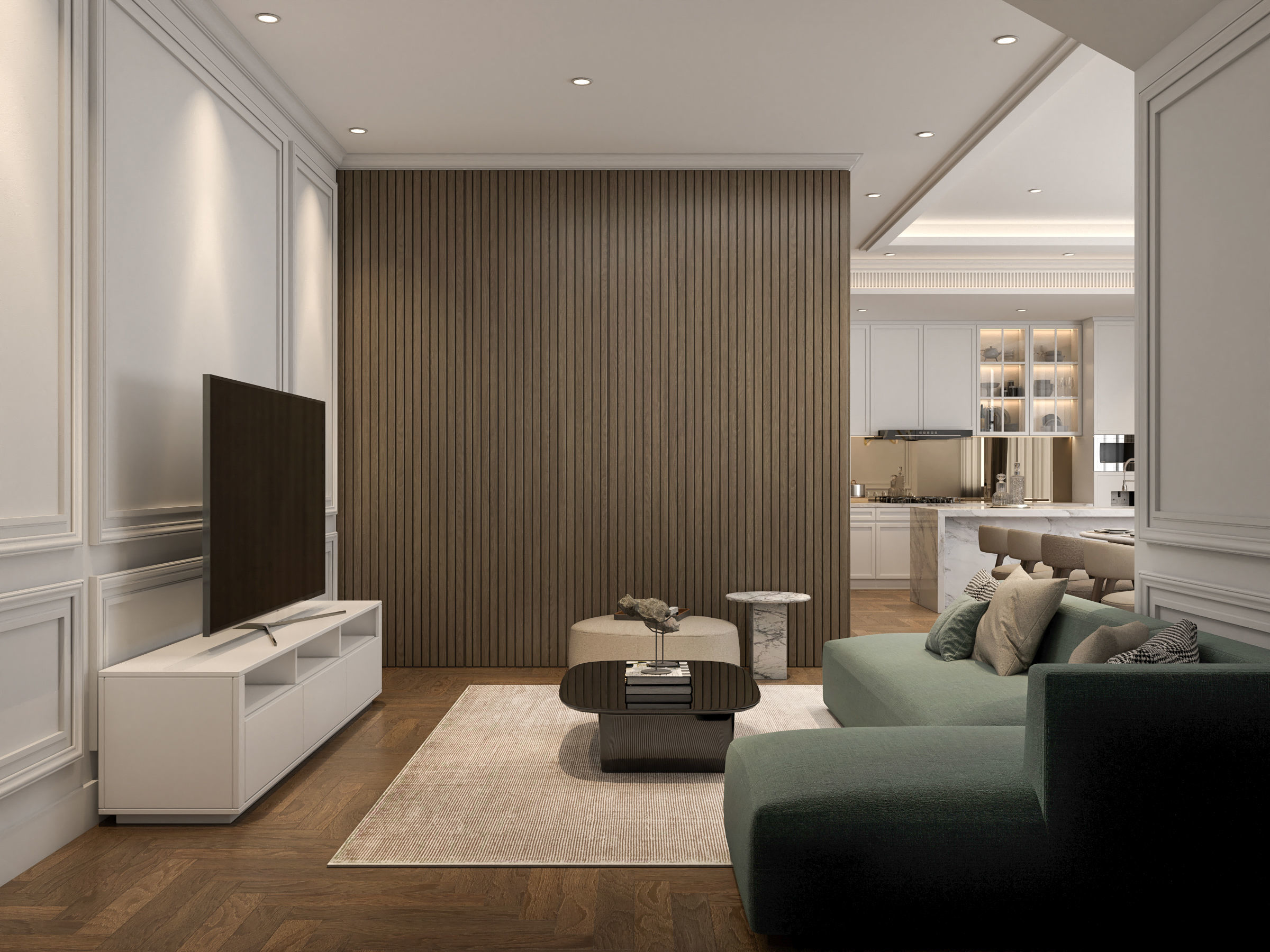 Modern classic kitchen & living design-6