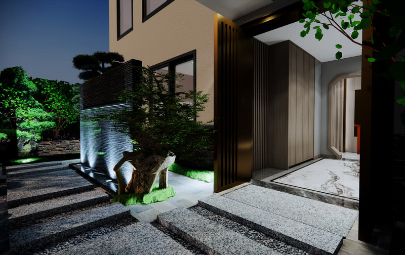 回字形中式庭院别墅设计-2