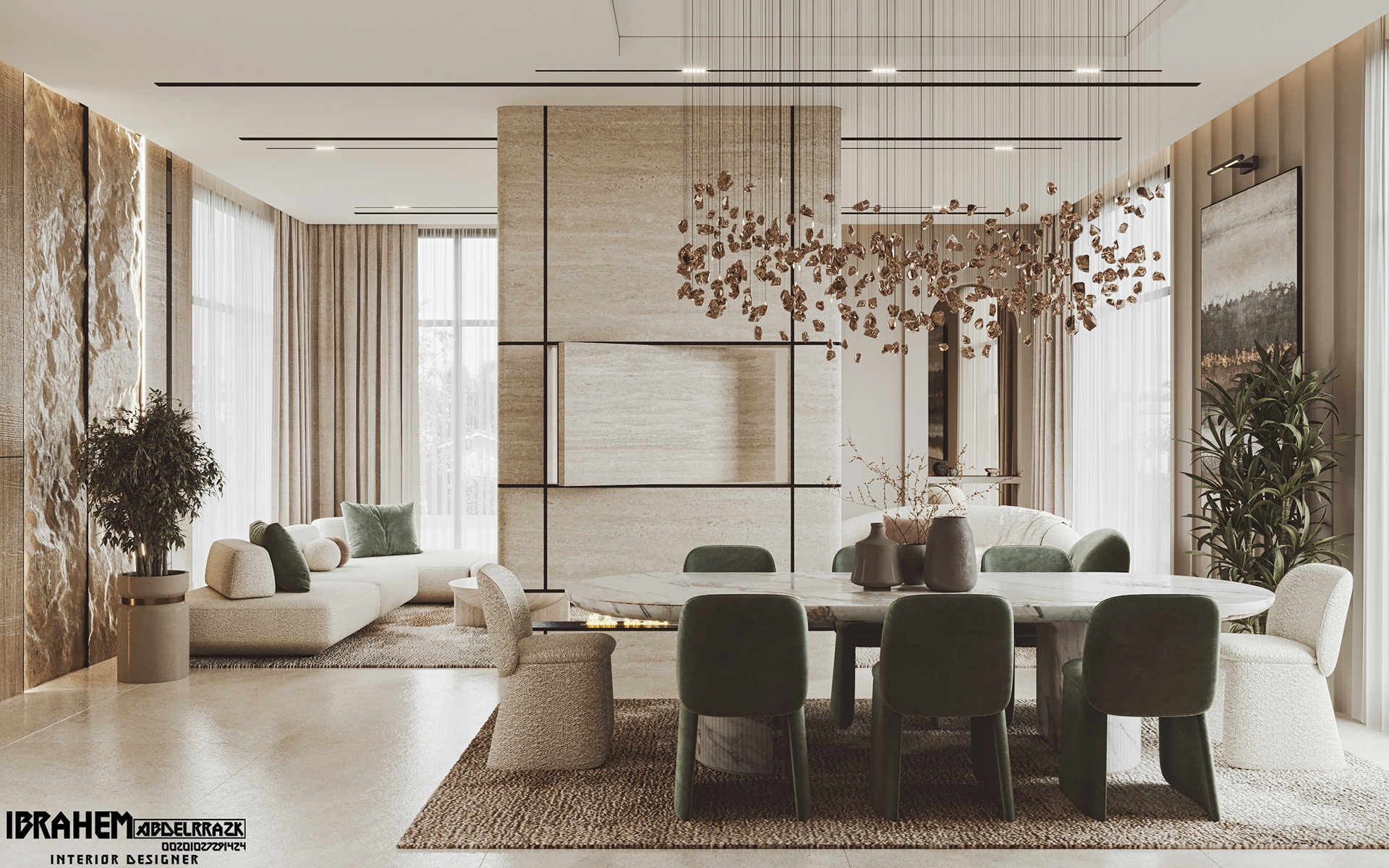 现代家庭大厅+楼梯丨IBRAHIM ABDELRAZK-4