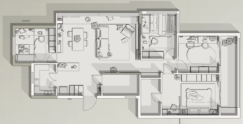 内舍软装丨139㎡现代极简，空间留白演绎更具魅力的生活家！-3