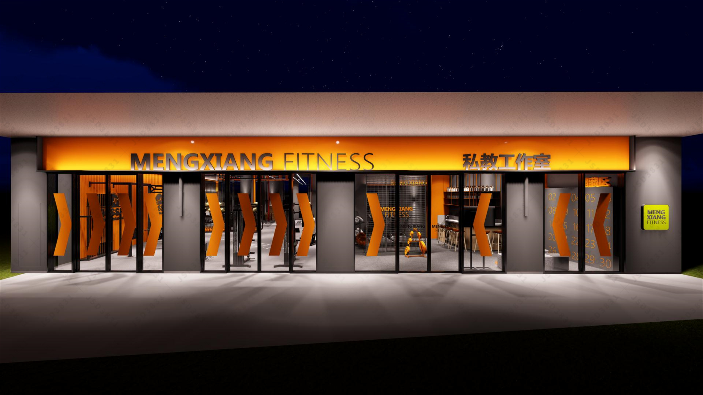 动感单车设计,私教瑜伽室设计,器械更衣室淋浴房设计-9