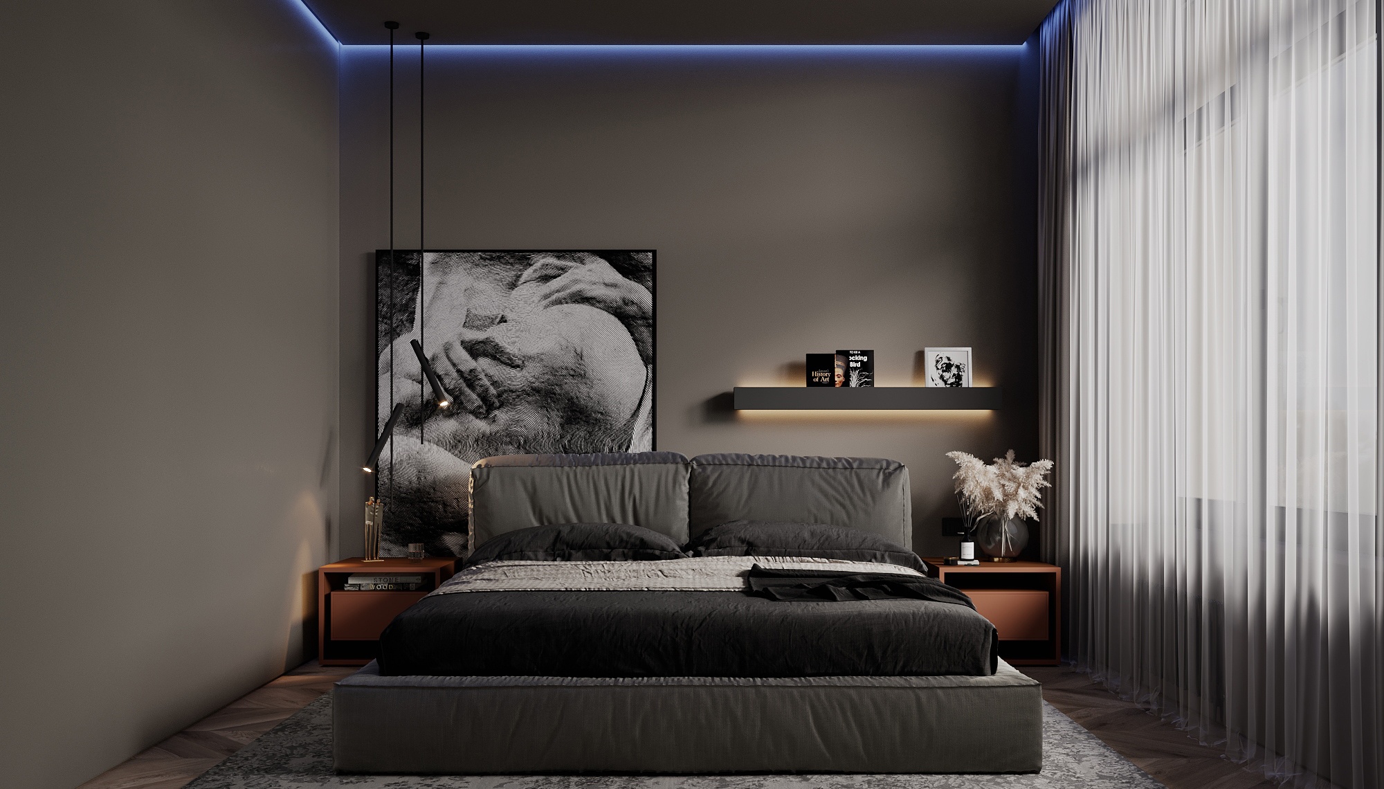 俄罗斯 74㎡深色系空间设计-17