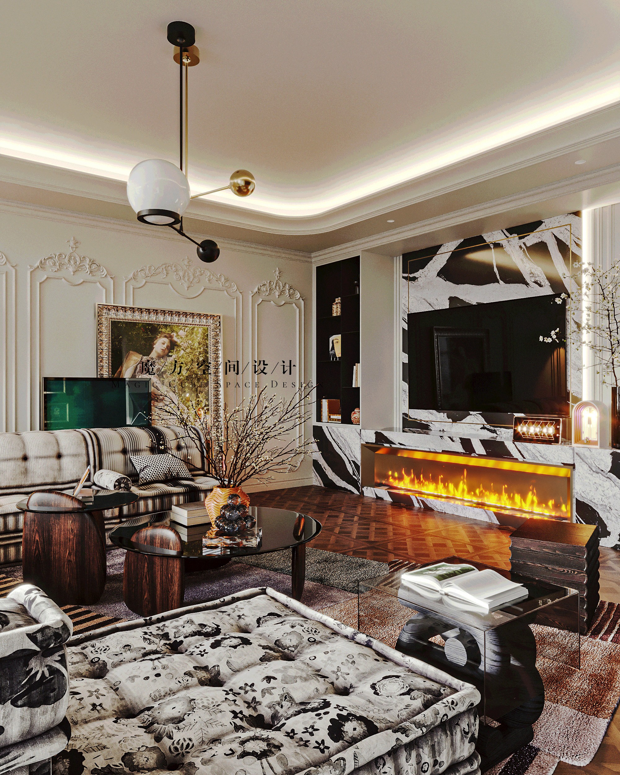 天津•法式复古住宅设计项目丨中国天津丨魔方空间设计-15