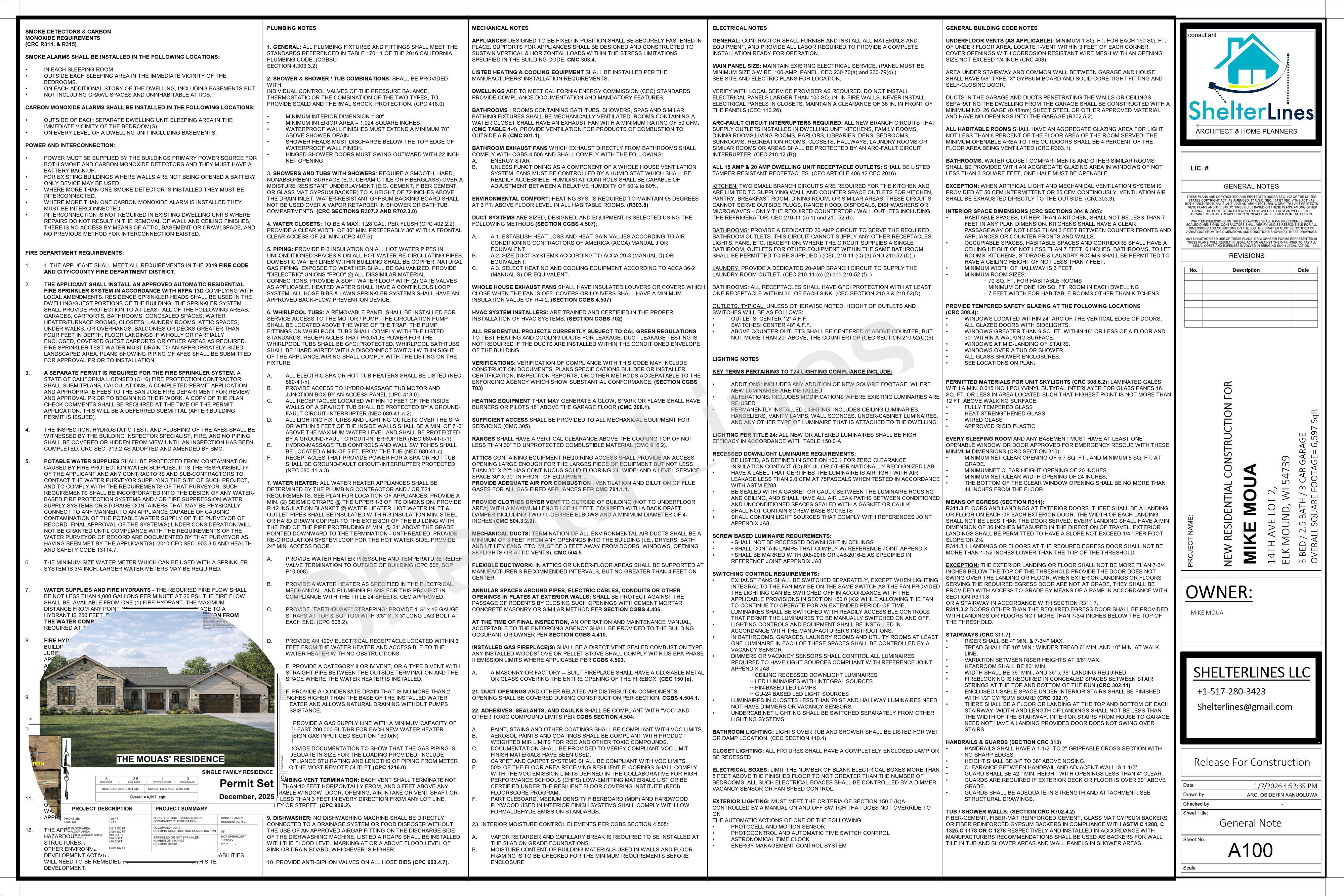PERMIT PLAN FOR 6,500 SQFT CUSTOM HOME, ELK MOUND, WI-4