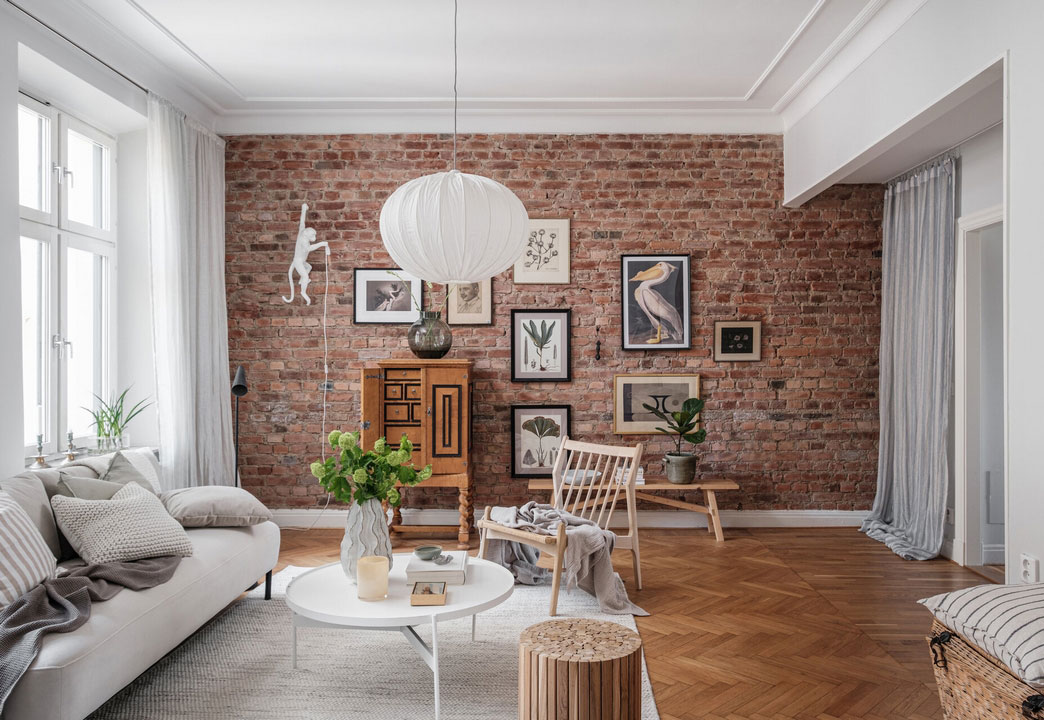 瑞典公寓的砖墙设计-1