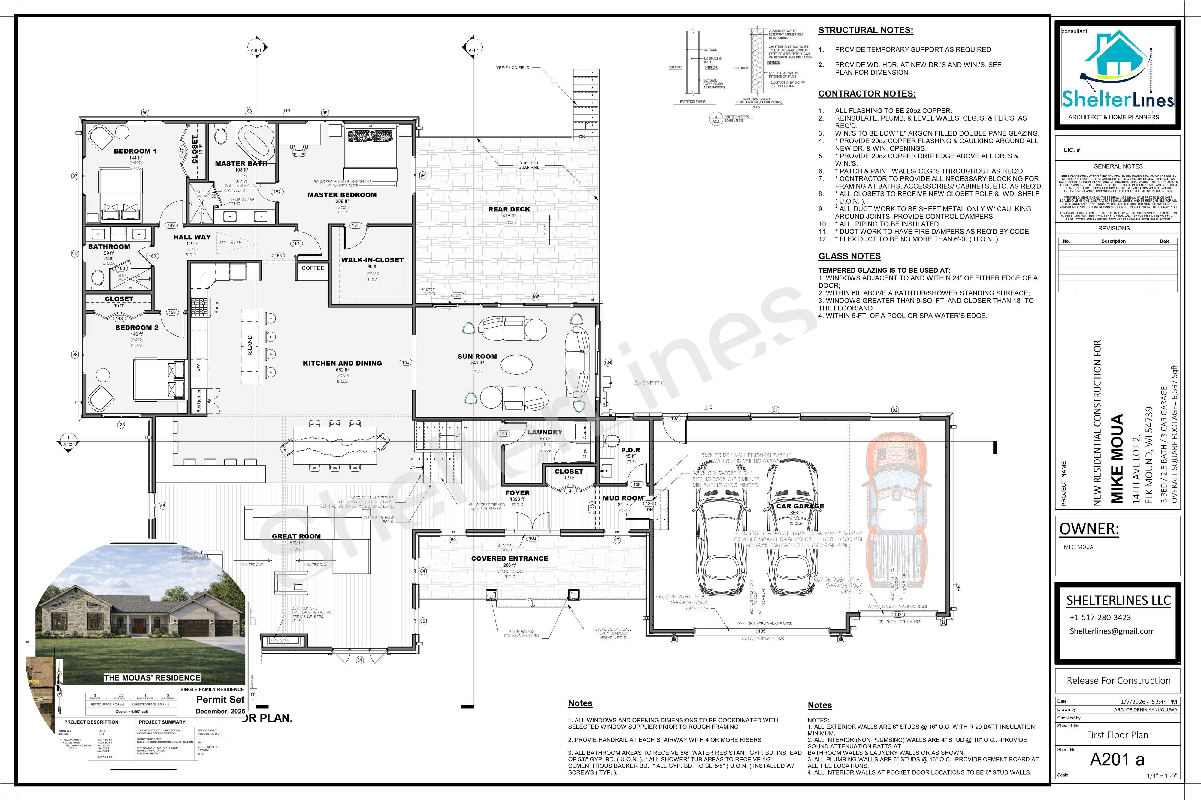 PERMIT PLAN FOR 6,500 SQFT CUSTOM HOME, ELK MOUND, WI-6