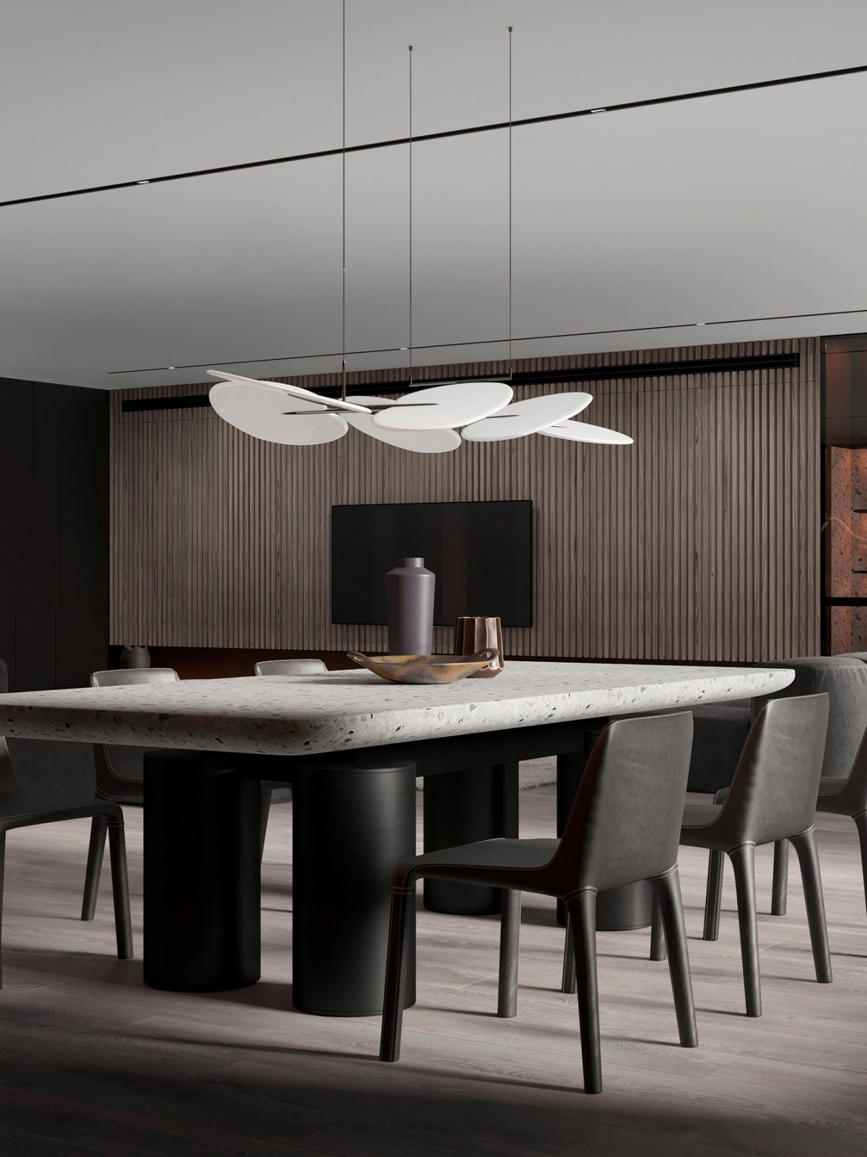 木材、水磨石打造 高级客餐厅空间！-12