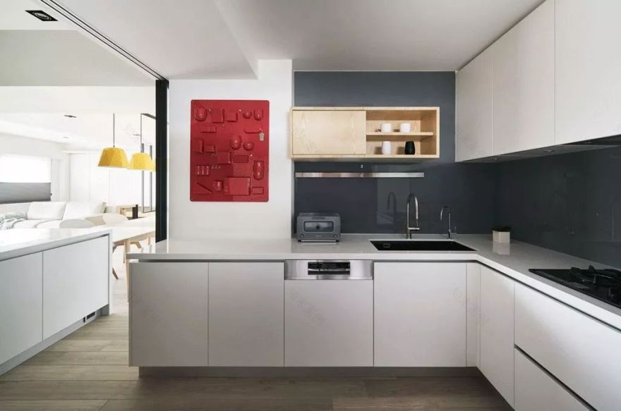 极简风格客厅书房一体化设计-89