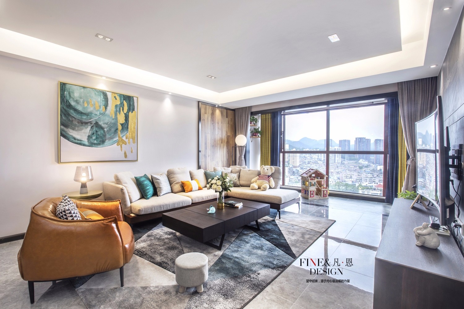 金色阳光——贵阳140㎡有温度的现代住宅  凡恩设计-7