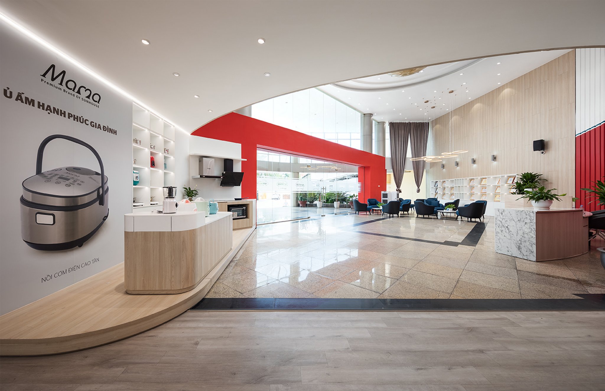 越南 SUNHOUSE 家居展厅 | 红白灰的厨房盒子-10
