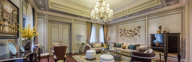 简美风格中的蓝金搭配——桃花源别墅G户型售楼处设计-12