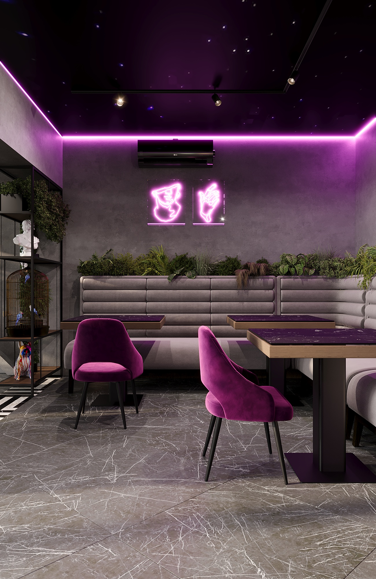 Neon Lounge Café Interior | Commercial Space-2