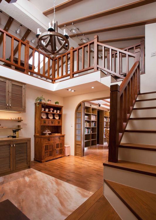 李干才打造乡村风情别墅 | 书香红砖壁炉,自然木头书柜-8