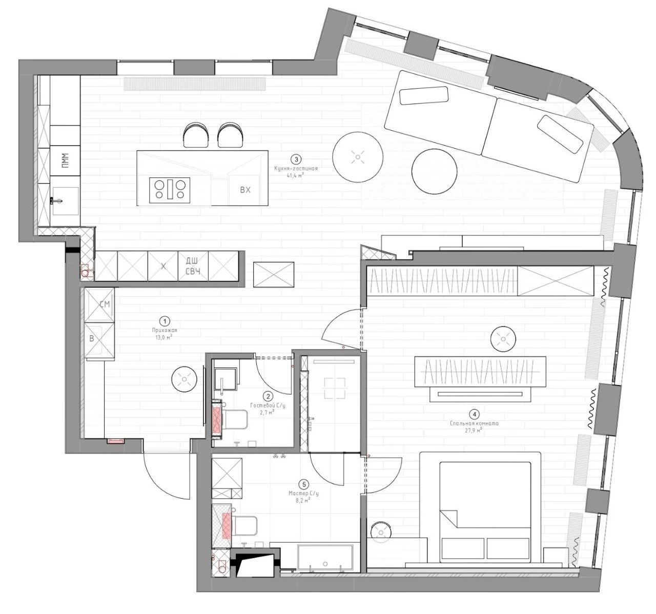 97㎡黑色调公寓设计-43