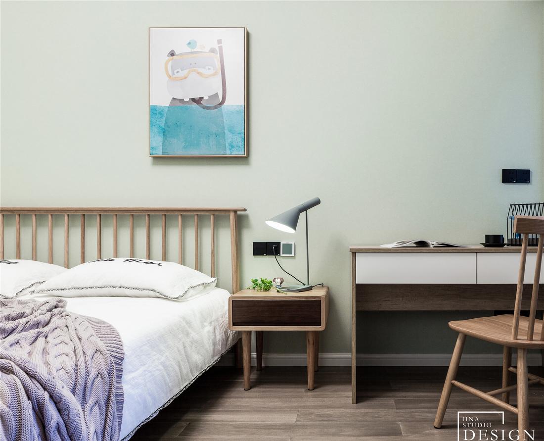 海航设计 | 130㎡手枪户型爆改,原木风打造温馨三合一空间-21