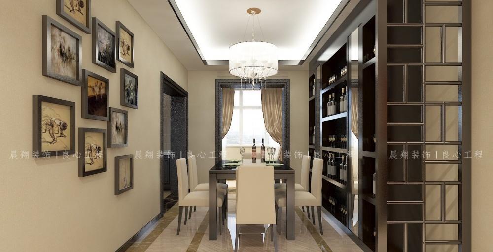 云水园 124㎡中式三居室 深色调营造开阔空间-2