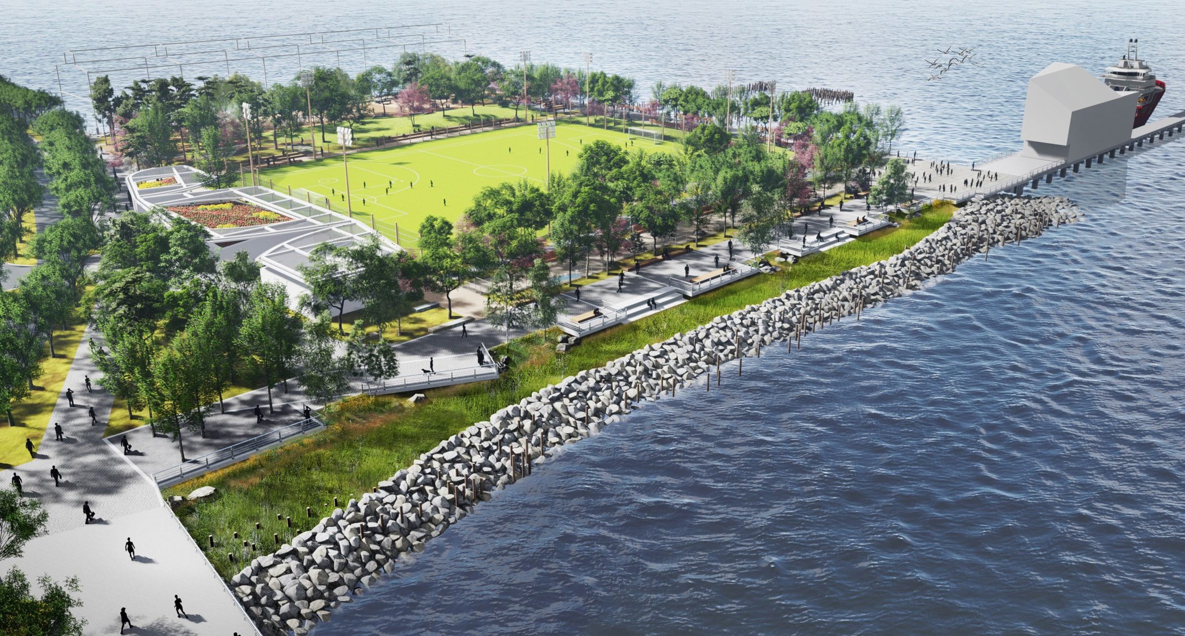 Tree Planting Begins at Gansevoort Peninsula Park on the West Village Waterfront, Manhattan - New York YIMBY-18