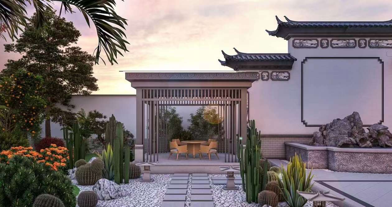 新中式庭院别墅效果-3