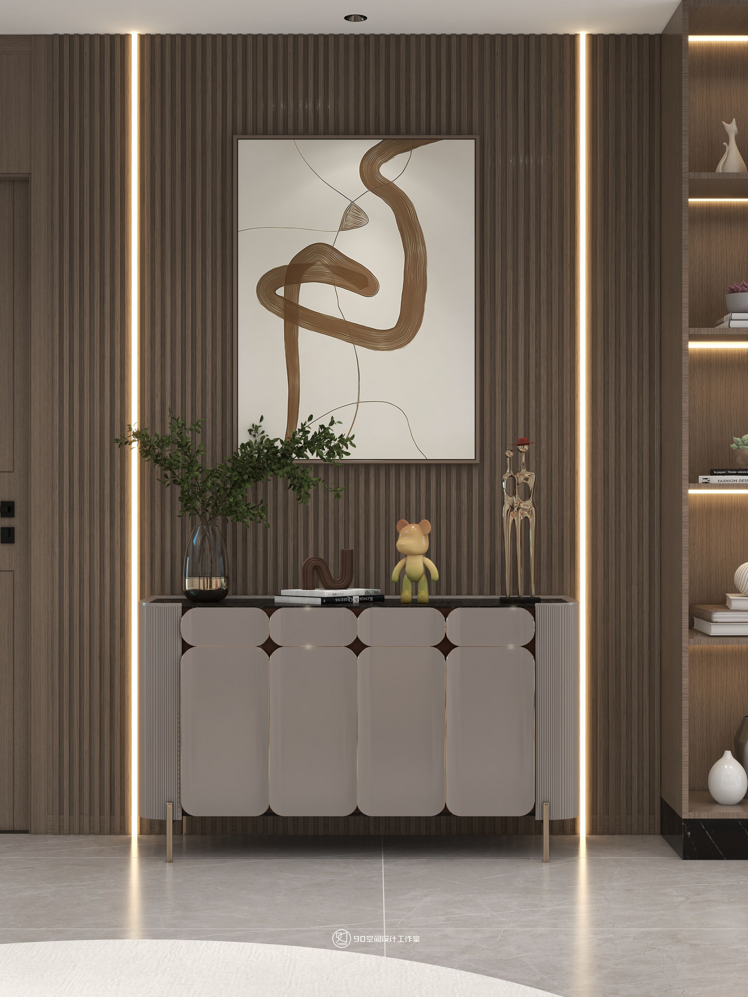 海市蜃楼现代轻奢风格挑高别墅设计丨90 空间设计-11