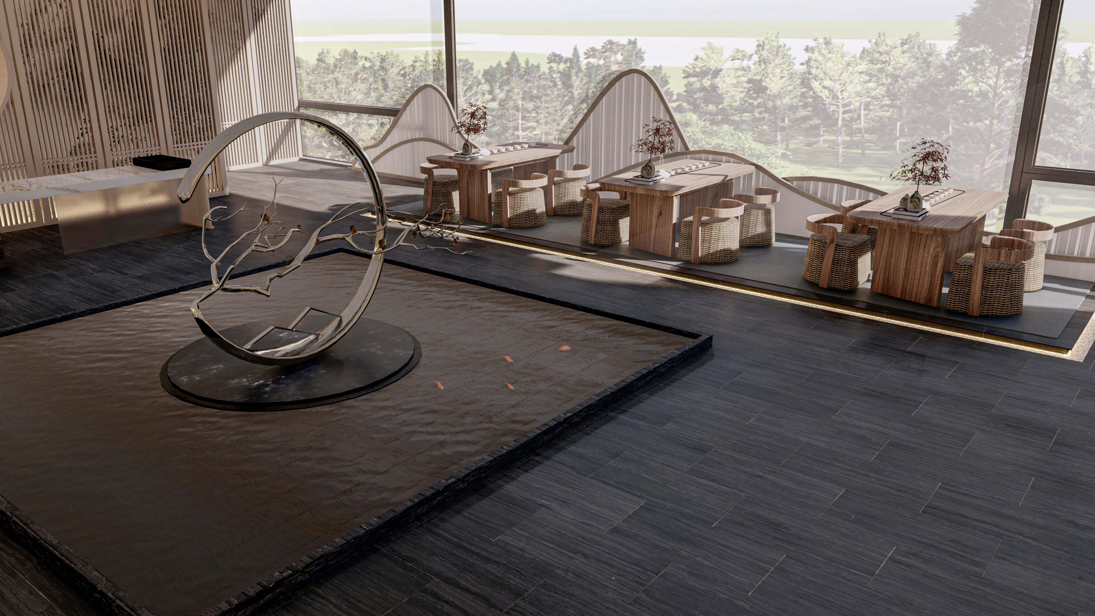 《屋中庭院》·中式文化展厅空间设计-13